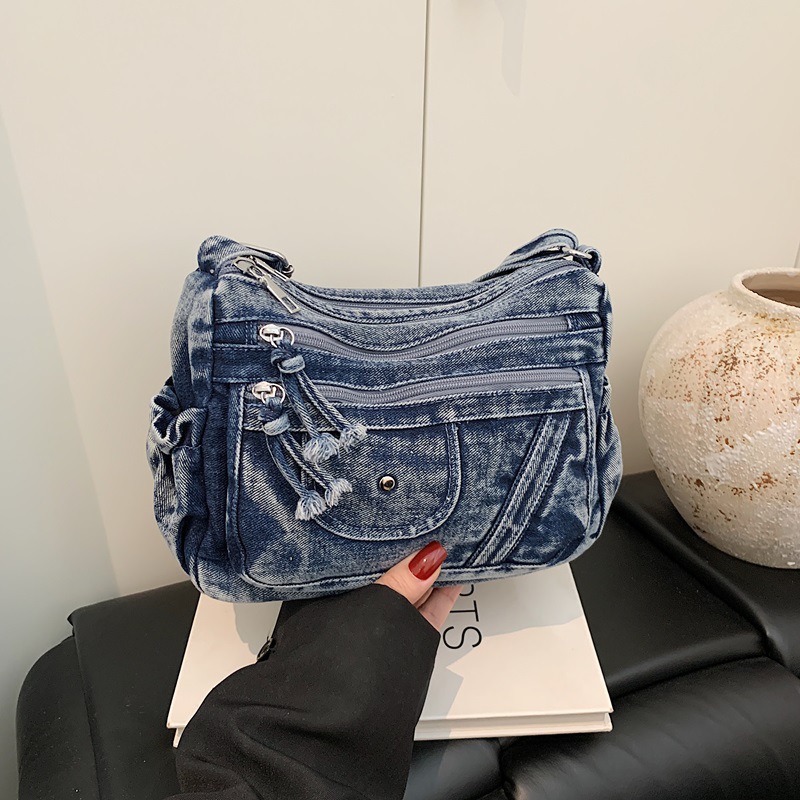 Luxury Bags Denim - Sokak Stili Retro Mavi Kot Çanta