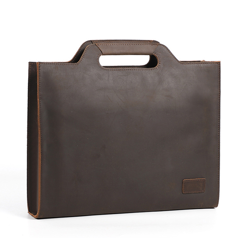Briefcase Leather Slim - Newsbirds kalın deri siyah evrak çantası