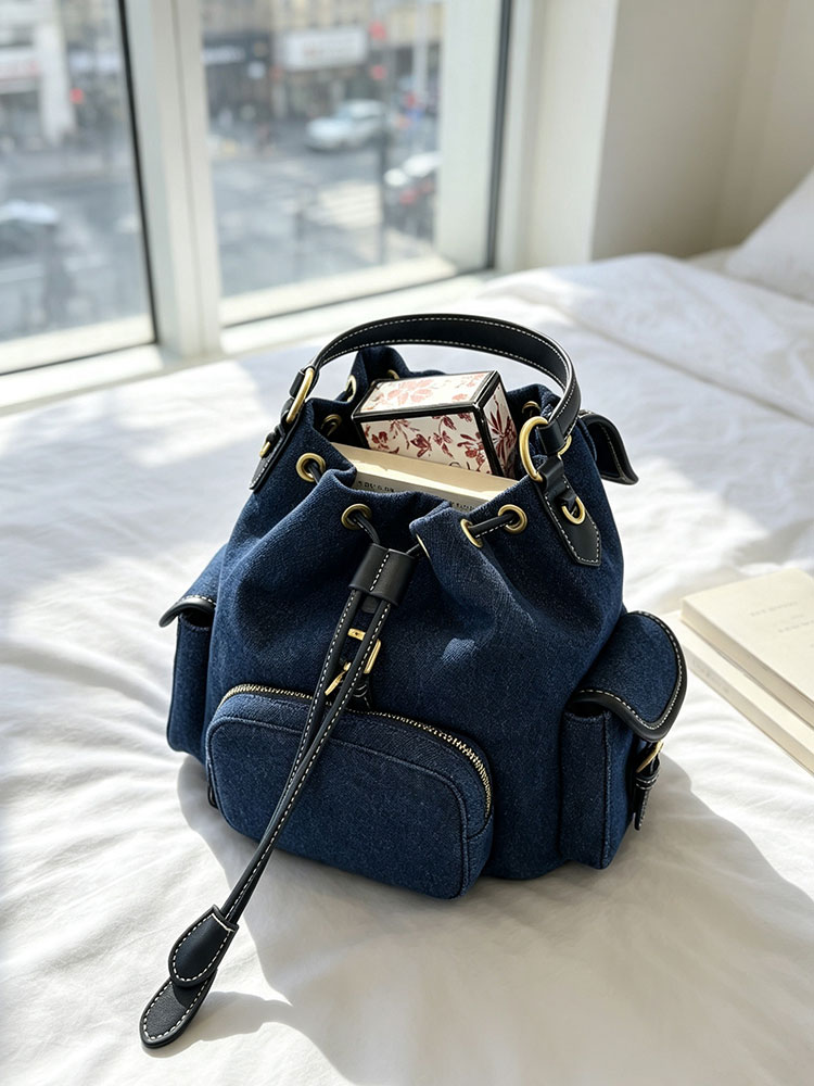 Luxury Bags Denim - Denim Mavi Kadın Sırt Çantası 2026