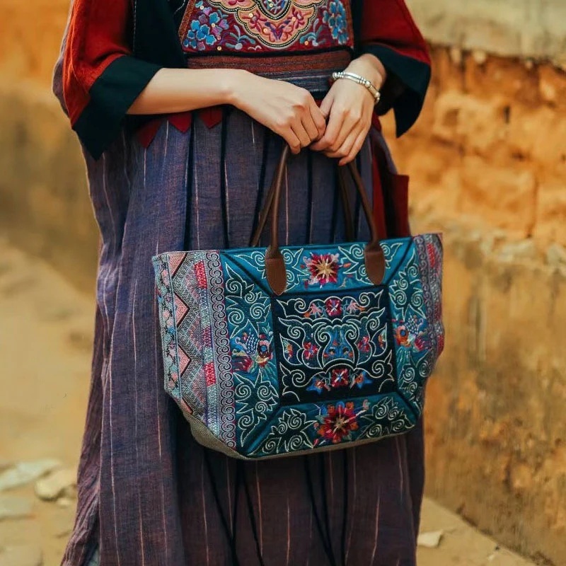 Luxury Bags On Sales - Orijinal işlemeli Bez çantalar Çift Taraflı