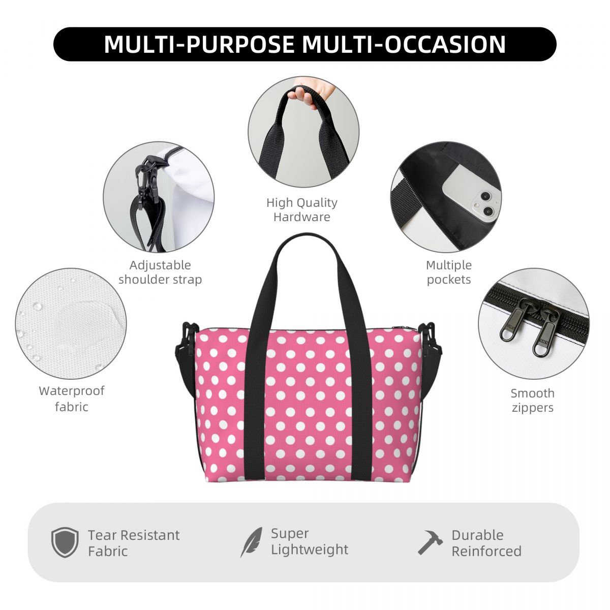 Pembe Puantiyeli Tote Çanta Bü - Luxury Bags Luggage incelemesi ve fiyatı