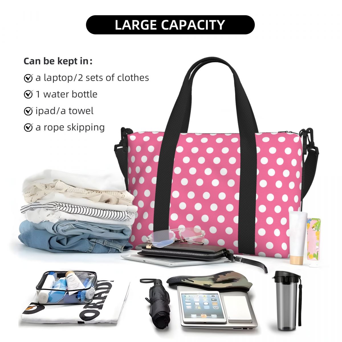 Pembe Puantiyeli Tote Çanta Bü - Luxury Bags Luggage incelemesi ve fiyatı