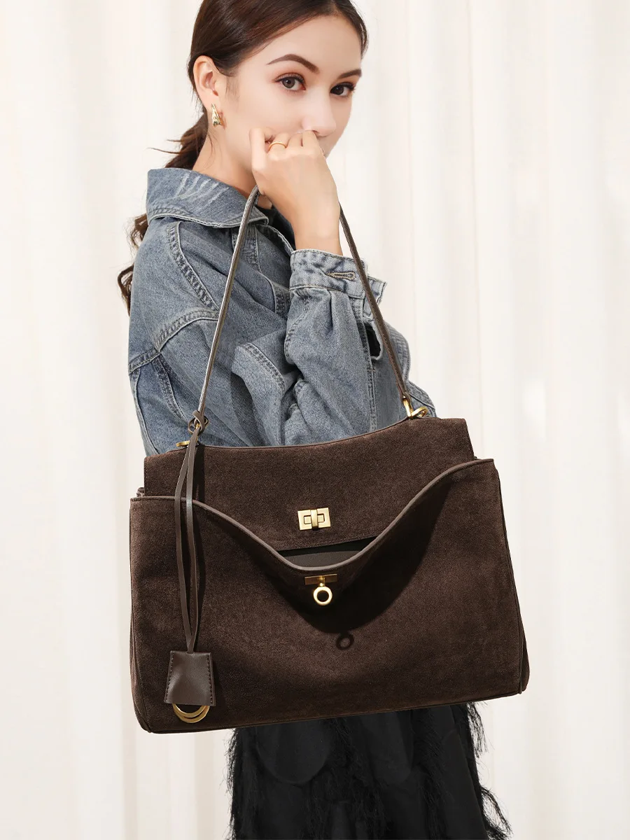 Sonbahar Kış kadın Süet hakiki - Luxury Bags Tote incelemesi ve fiyatı