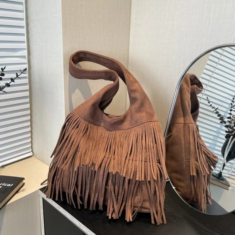Sahte Süet Püskül Omuz Çantala - Luxury Bags On Sales incelemesi ve fiyatı