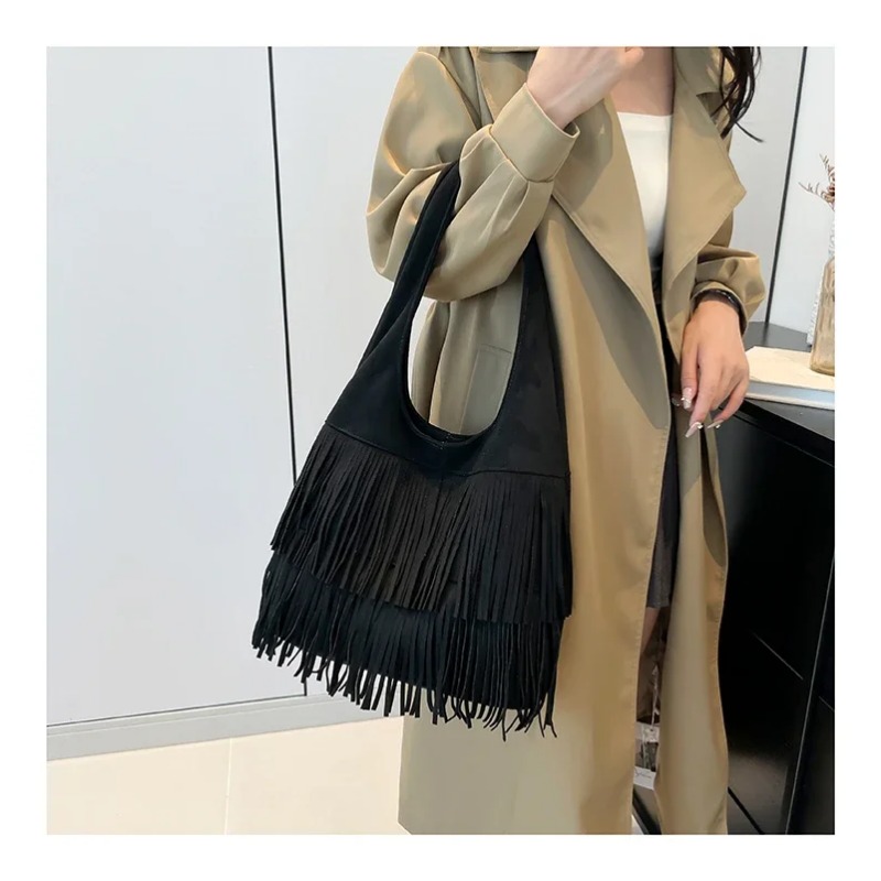 Sahte Süet Püskül Omuz Çantala - Luxury Bags On Sales incelemesi ve fiyatı