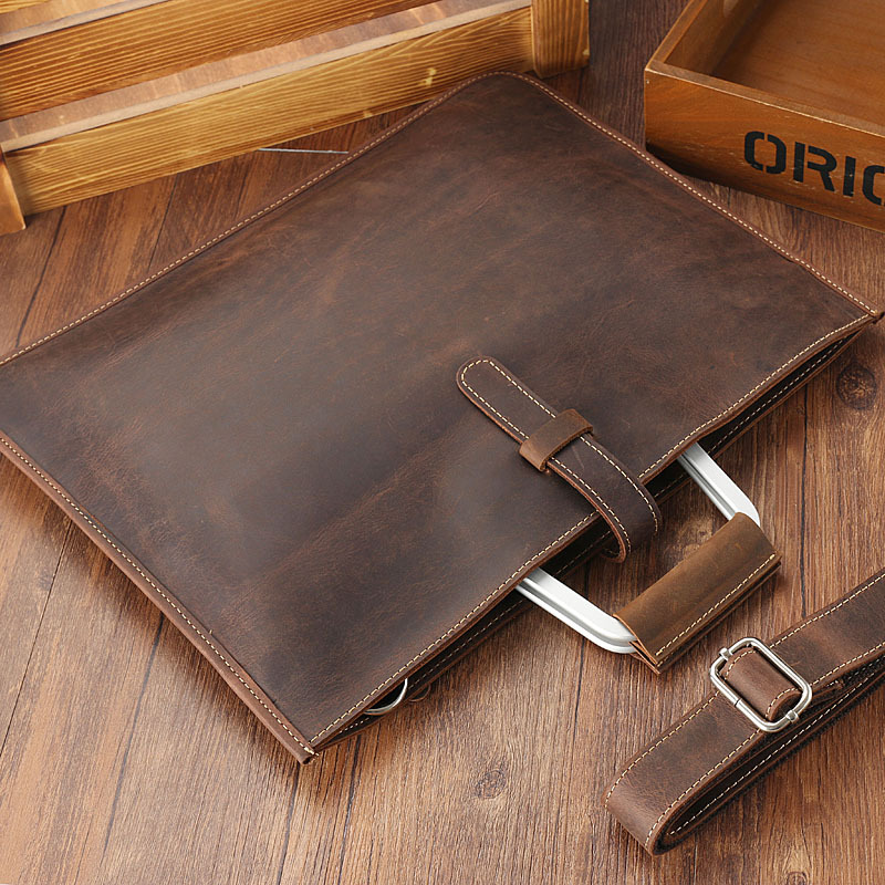 Erkek Üst Tahıl Çılgın At Deri - Briefcase Leather Slim incelemesi ve fiyatı