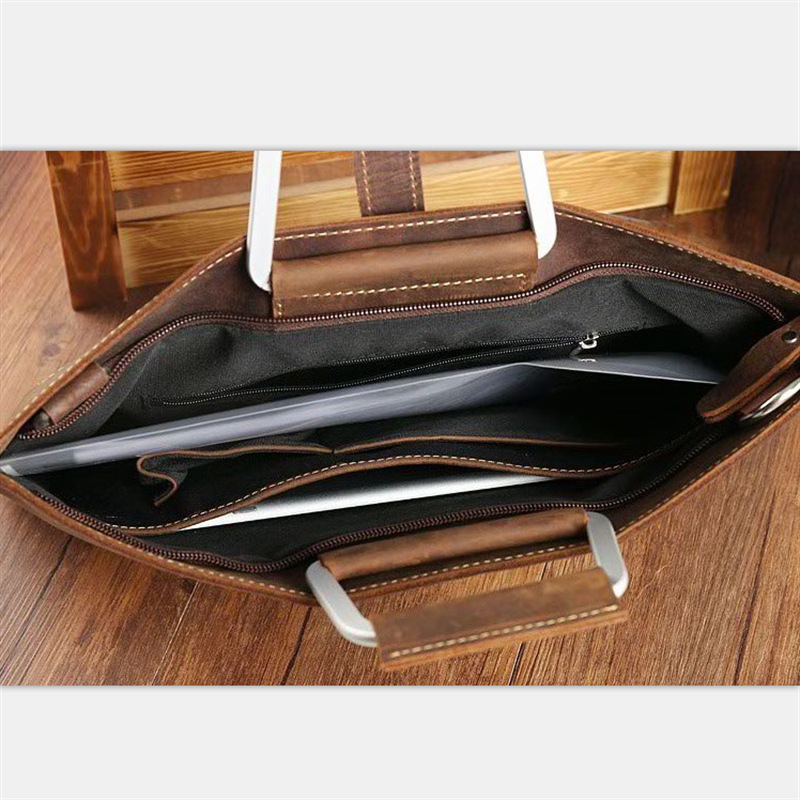 Erkek Üst Tahıl Çılgın At Deri - Briefcase Leather Slim incelemesi ve fiyatı